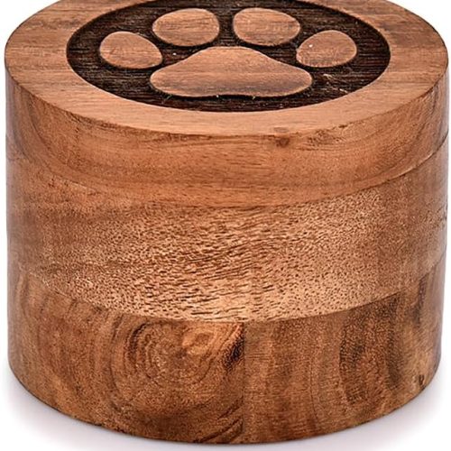 Acacia Wood Decorative Urns Funeral Cremation Urn for Ashes for Dogs, Pet Urns for Cats (3.5" x 3.5" x 2.5")