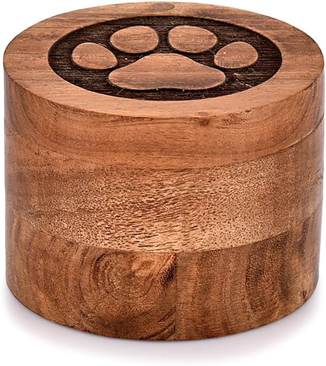 Acacia Wood Decorative Urns Funeral Cremation Urn for Ashes for Dogs, Pet Urns for Cats (3.5" x 3.5" x 2.5")