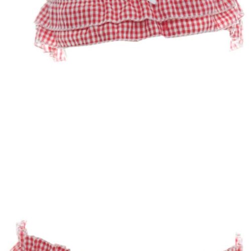 Women's Cute Sexy Japanese JK Anime Lingerie Set Sexy Ruffle Plaid Crop Top and Panty Red
