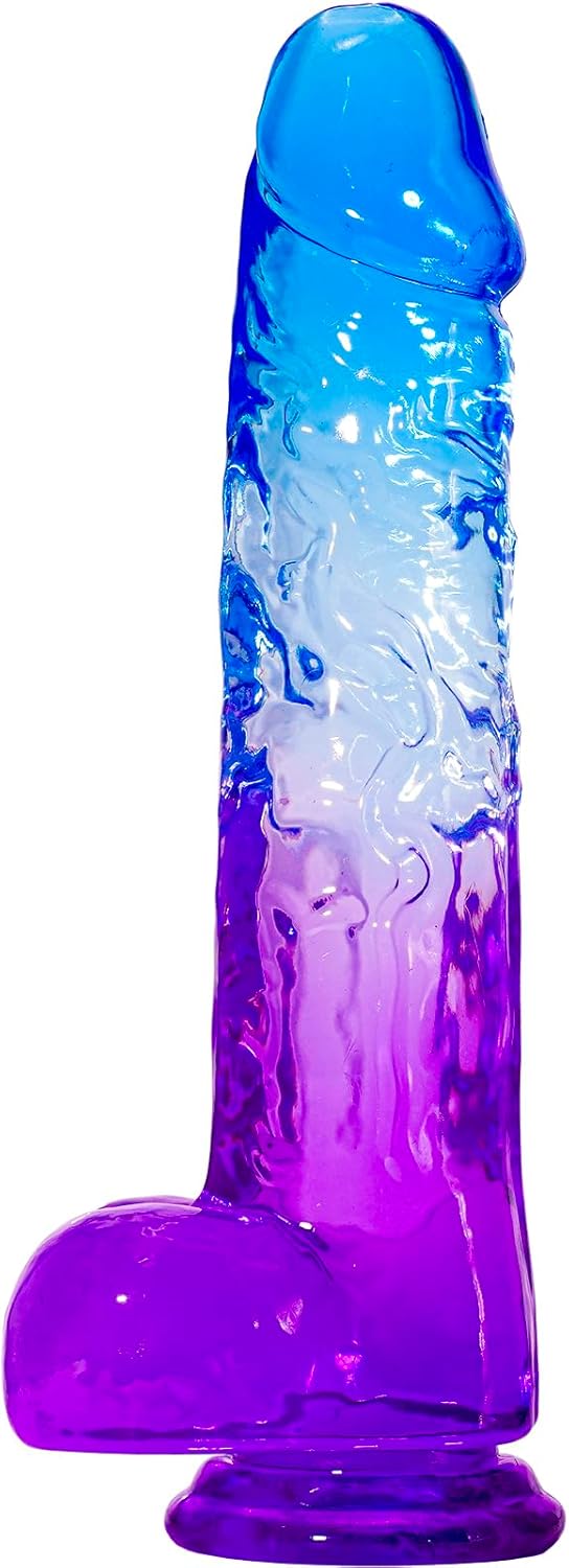 8 Inch Blue Purple Dildo, Soft Dildos Sex Toy with Strong Suction Cup, Adult Toys for Vaginal G-Spot and Anal Play, Waterproof Flexible Lifelike Penis for Women Men Beginners Couples