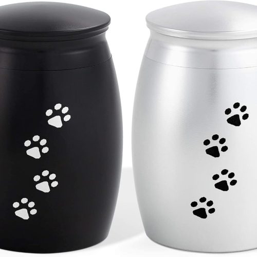 2.67 Inches Small Urns for Dog or Cat Ashes Set of 2,Mini Memorial Cremation Keepsake Urns for Pets Ashes with Paw Print