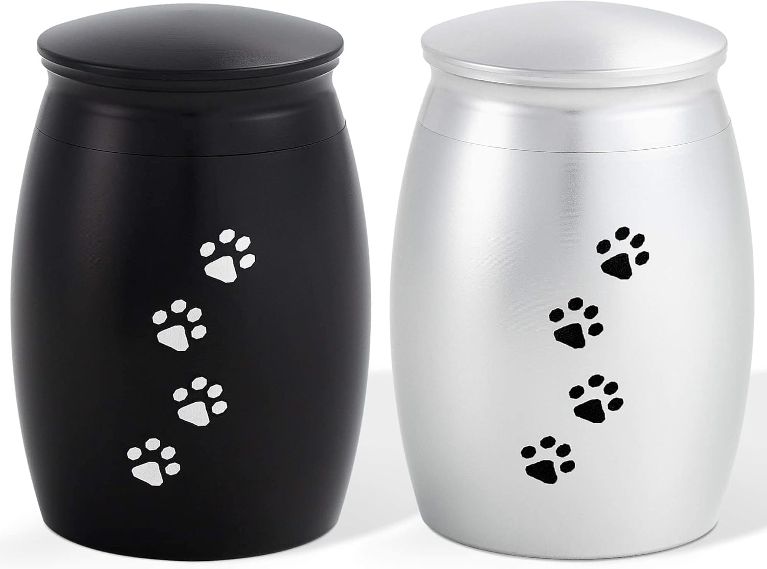 2.67 Inches Small Urns for Dog or Cat Ashes Set of 2,Mini Memorial Cremation Keepsake Urns for Pets Ashes with Paw Print