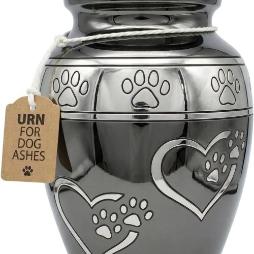 Pet Urns for Dogs Ashes – Medium Pet Cremation Urn with Paw Print, Holds Ashes Up to 55lbs, Elegant Slate Gray Memorial Urn for Dogs & Cats