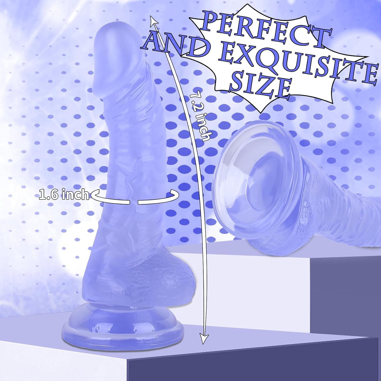 7 Inch Realistic Soft Dildo with Skin Feeling, Beginner Anal Dildo for G-spot Stimulation, Body-Safe Material Fake Penis with Powerful Suction Cup for Hands-Free Play, TPE Sex Toys for Adult (Blue) - Image 2