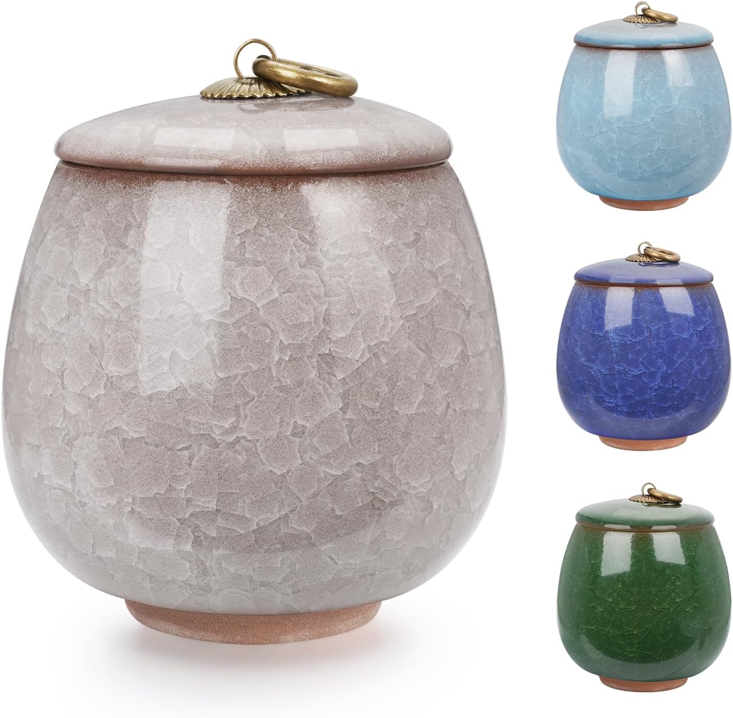Ceramic Small Urn for Human Ashes Cremation Keepsake Urn for Adult Male Female Ice Crack Keepsake Urn for Human or Pet Ashes Celadon White