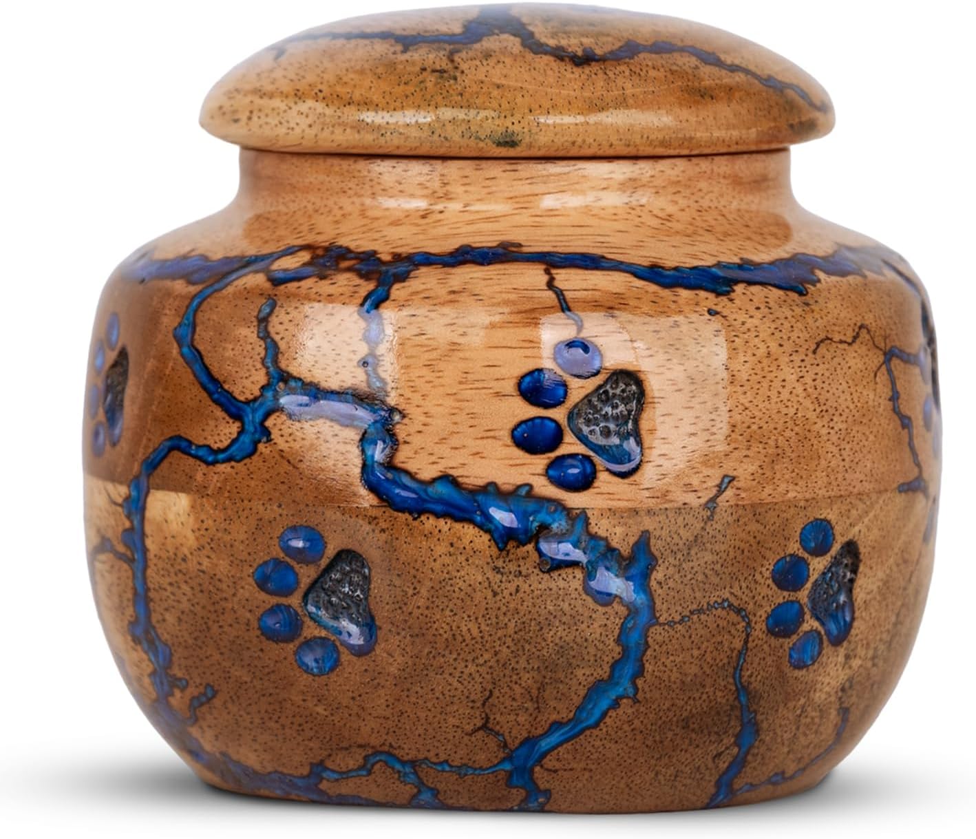 Wood Pet Urns for Dog/Cat Ashes - Small 10 Cu/in Resin Decorative Urn for Ashes for Dog, Urns for Cats - Pet Memorial Remembrance Box - Blue, Small