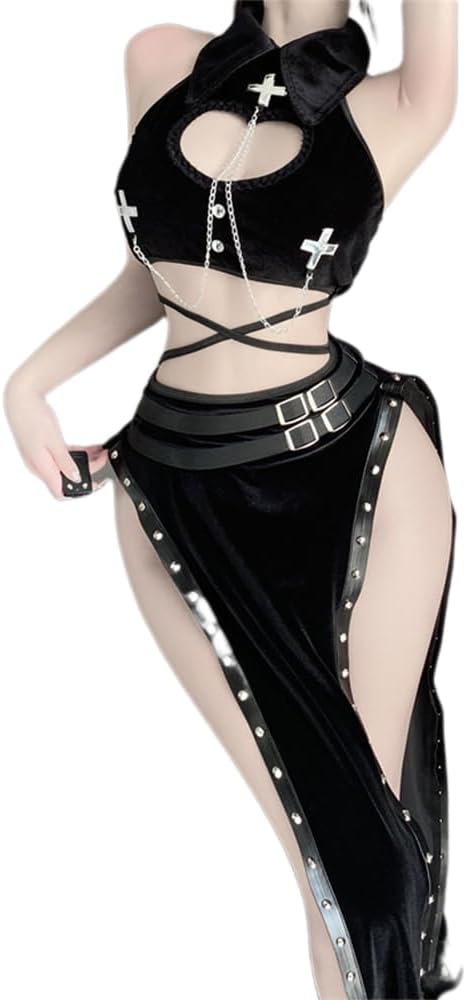 51U37aFXCoL._AC_SL1000_.jpg Women's sexy high slit cheongsam underwear lace mesh velvet Chinese dress - Image 1