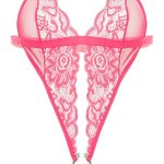 Women Deep V Lingerie Lace Teddy One Piece Babydoll Mini Bodysuit