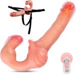 Realistic Strap on Harness Double Dildos Adult Sex Toys, 10 Modes Heating Modes Wearable Anal Dildo with Remote Control for Anal G-Spot Massage, Female Masturbating Wand for Women Couples