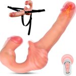 Realistic Strap on Harness Double Dildos Adult Sex Toys, 10 Modes Heating Modes Wearable Anal Dildo with Remote Control for Anal G-Spot Massage, Female Masturbating Wand for Women Couples