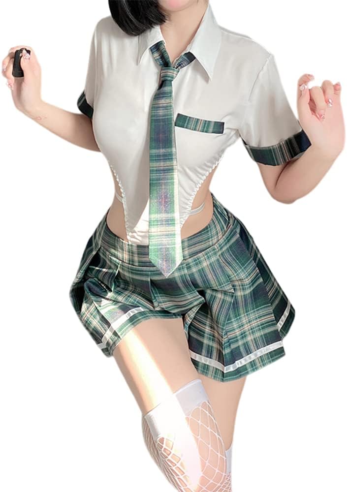 51iio0ol5cL._AC_SL1000_.jpg Japanese female student JK pleated skirt anime jumpsuit sexy tight fitting pajama underwear - Image 1