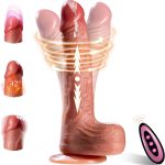 Realistic dildo with remote control, female vibrator dildo sex toy, 6-in-1 with suction cup, 9 vibrations, 3 thrusting swing and heating modes, couples adult sex toys and games, brown