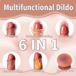 Realistic dildo with remote control, female vibrator dildo sex toy, 6-in-1 with suction cup, 9 vibrations, 3 thrusting swing and heating modes, couples adult sex toys and games, brown - Image 2