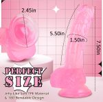 7 Inch Soft Pink Dildo, Realistic Silicone Medium Anal Dildos Stimulation Vaginal G-Spot and Anal, Safe Material Lifelike Men Penis with Strong Suction Cup, Adult Sex Toys for Women/Beginner Sexual - Image 2