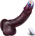 Sex Toys Thrusting Vibrator, realistic heated silicone black dildo with 10 thrusts and 10 vibration modes, suitable for G-spot clitoral stimulator, realistic adult sex toy, suitable for female couples.