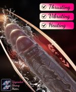 9-inch (approx. 22.9 cm) black thrusting dildo vibrator - heated realistic  liquid silicone dildo, suction cup riding dildo for games, adult sex toys, women and men, 7 thrusts, 10 vibrations - Image 2